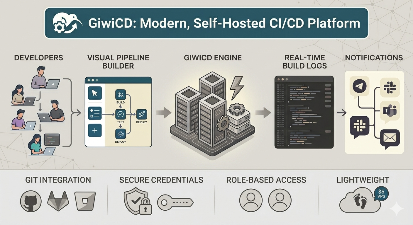 Présentation de GiwiCD : Une plateforme CI/CD moderne et auto-hébergée pour les développeurs Présentation de GiwiCD : Une plateforme CI/CD moderne et auto-hébergée pour les développeurs